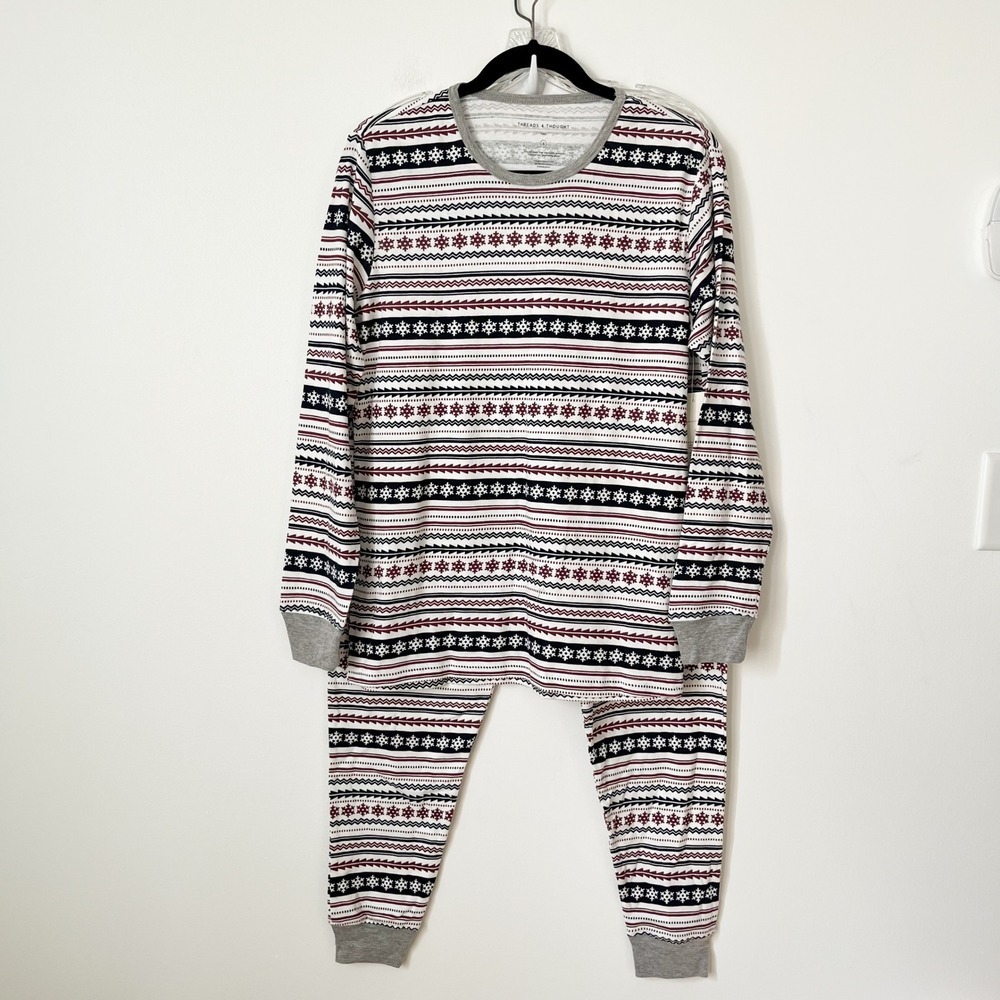 NWT Threads‎ 4 Thought Snowflake Stripe Pajama Set Mens Small Holiday Winter